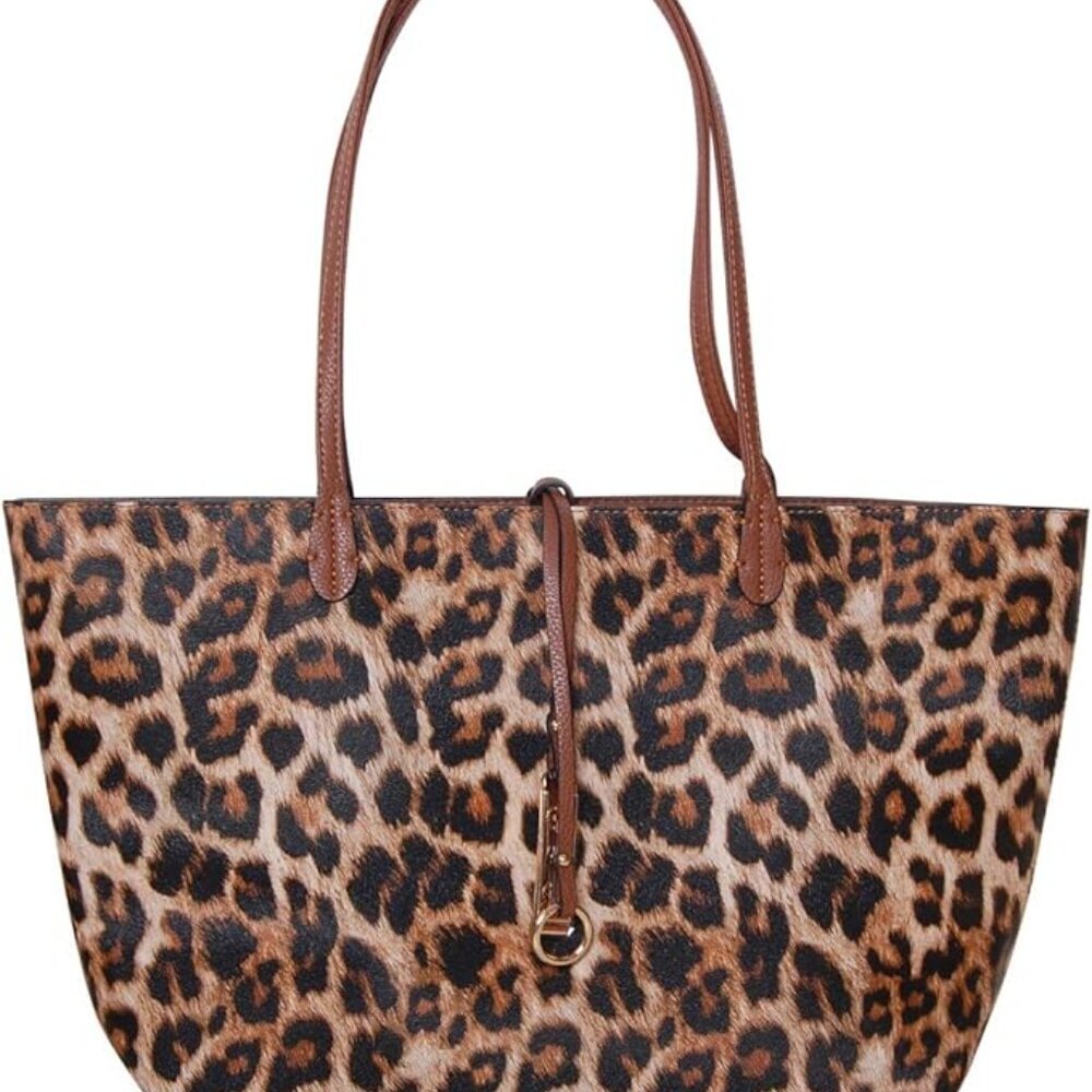 Humble Chic NY Reversible Leopard Tote Set + Crossbody EUC